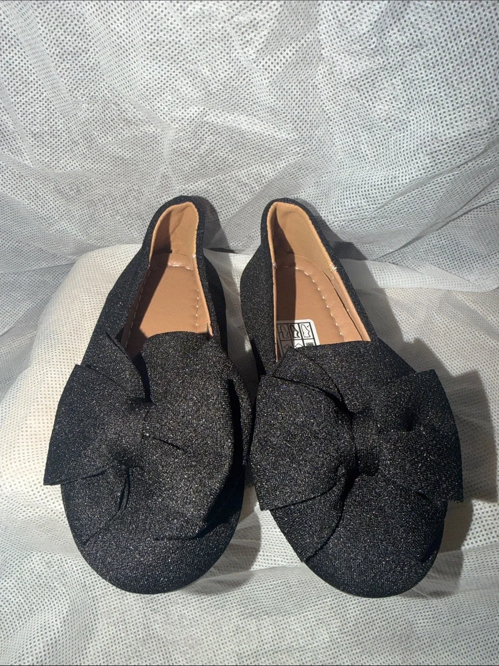Girls Black Bow Slip-On Kids Shoes size 10